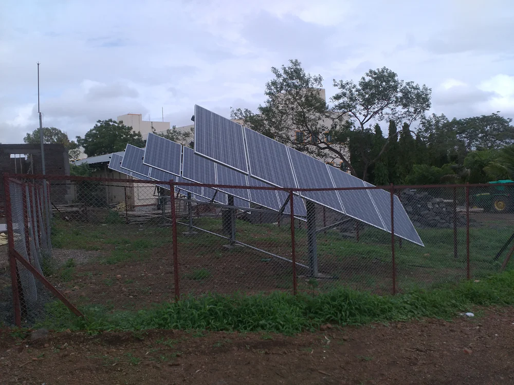 Ground-mounted solar array on farmland