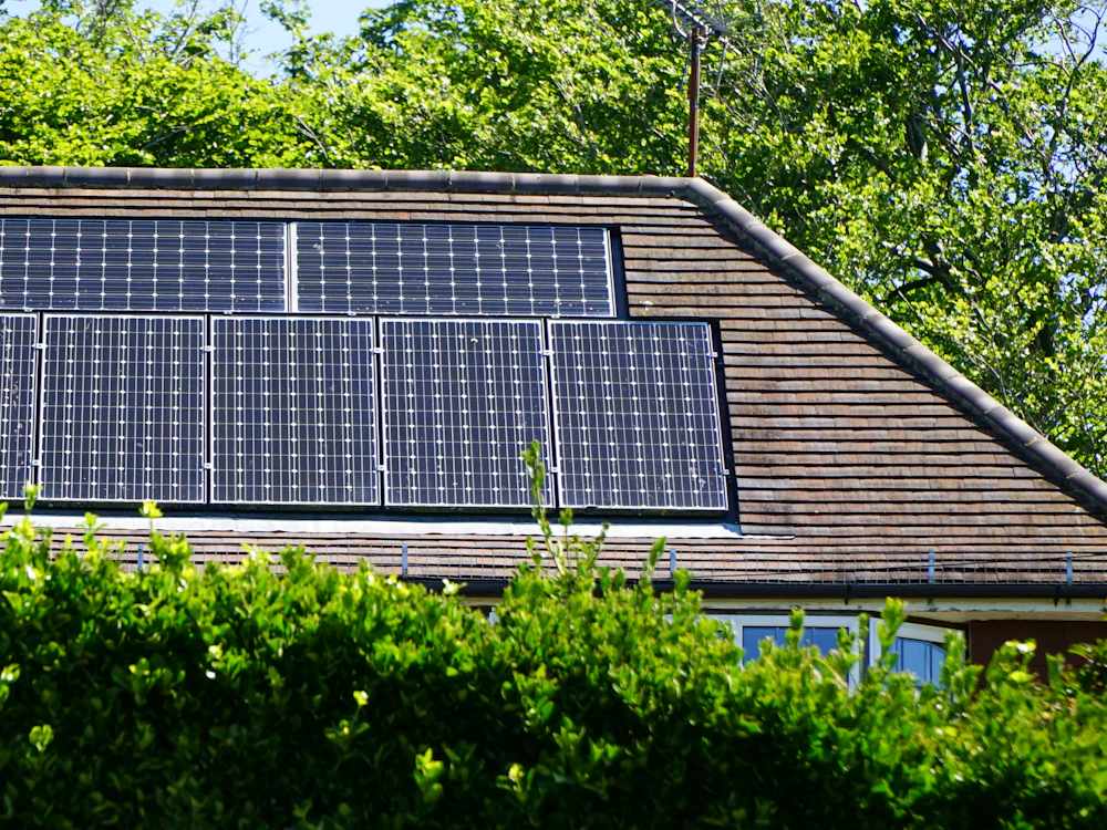Rooftop solar panels on a home